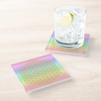 Dessous-de-verre En Verre Pastell flower of life Mandala energy