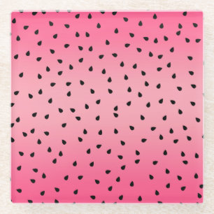 Dessous-de-verre En Verre Pastèque Graines Noires Vibes d'Été Rose Juteuse