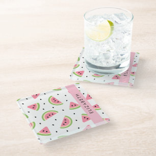 Dessous-de-verre En Verre Pastèque Rose, Pâtes De Pâques, Votre Nom