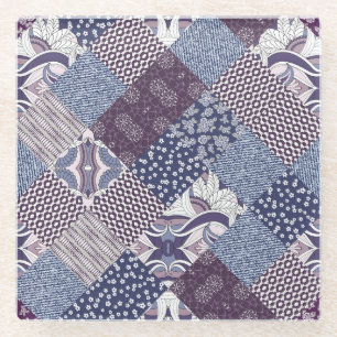 Dessous-de-verre En Verre Patchwork Doodle : Boho Vintage sans joint.