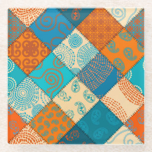 Dessous-de-verre En Verre patchwork indien : motif sans soudure vintage.