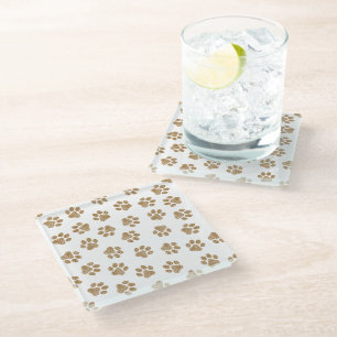 Dessous-de-verre En Verre Pâtes de chien, Pâtes de chien, Pâtes d'or orange