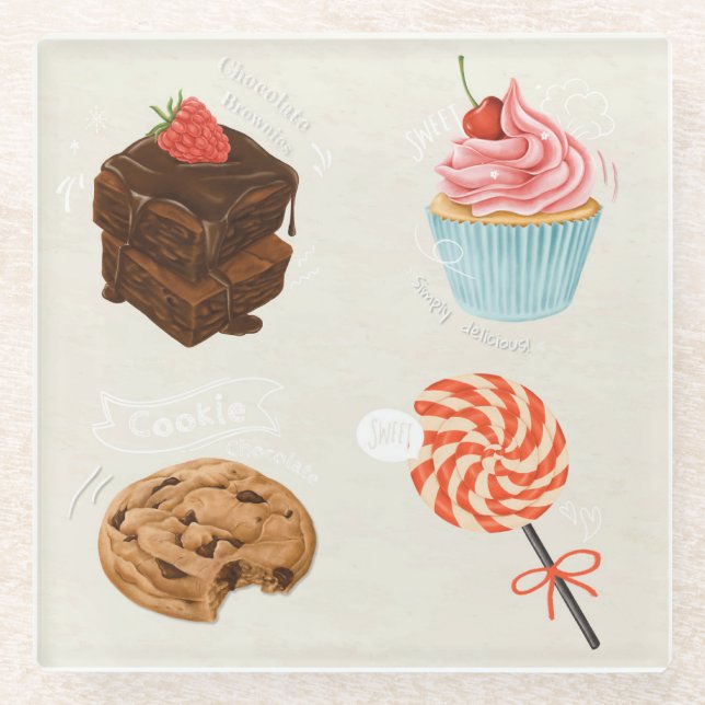 Dessous-de-verre En Verre Pâtisseries (Devant)