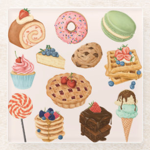 Dessous-de-verre En Verre Pâtisseries Dessous de verre en verre