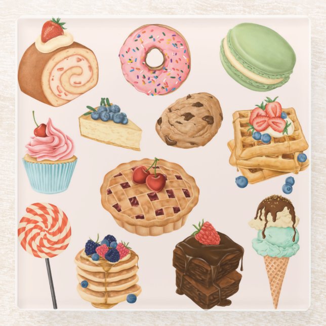 Dessous-de-verre En Verre Pâtisseries Dessous de verre en verre (Devant)