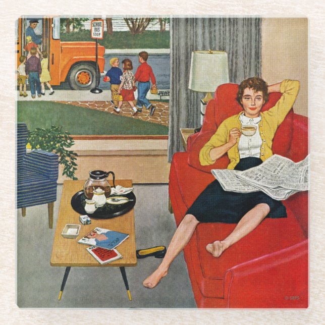 Dessous-de-verre En Verre Pause-café de matin (Devant)