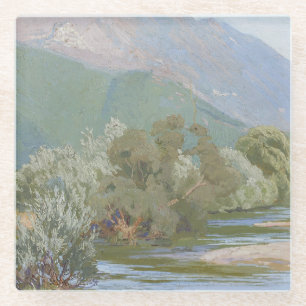 Dessous-de-verre En Verre Paysage Art nouveau saisissant de la rivière Anien