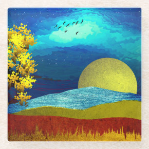 Dessous-de-verre En Verre Paysage Céleste Liquide