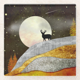 Dessous-de-verre En Verre Paysage de Deer Moon