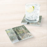 Dessous-de-verre En Verre Paysage hivernal Les moments les plus merveilleux<br><div class="desc">Dessous de verre de paysages hivernaux,  avec en lettres "C'est le moment le plus merveilleux de l'année" dans la typographie de script à la mode. Ce décor rustique de campagne est décoré d'aquarelles,  d'un sentier boisé bordé d'arbres,  de lanternes chaudes et d'un cabine de campagne.</div>