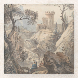 Dessous-de-verre En Verre Paysage italien avec château - Paul Sandby