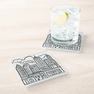 Dessous-de-verre En Verre Paysage Urbain Noir & Blanc