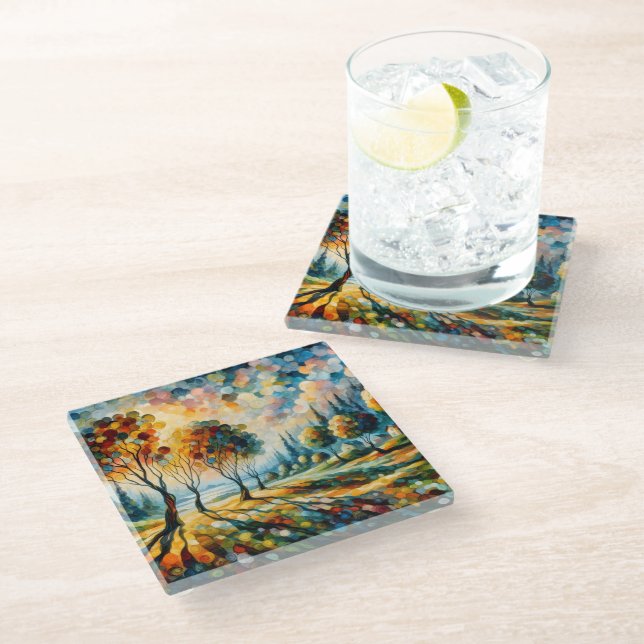 Dessous-de-verre En Verre Paysage vibrant (Incliné)