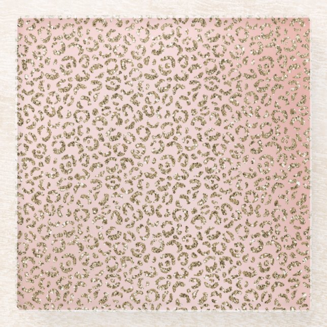 Dessous-de-verre En Verre Peach Blush Parties scintillant rose Empreinte de  (Devant)