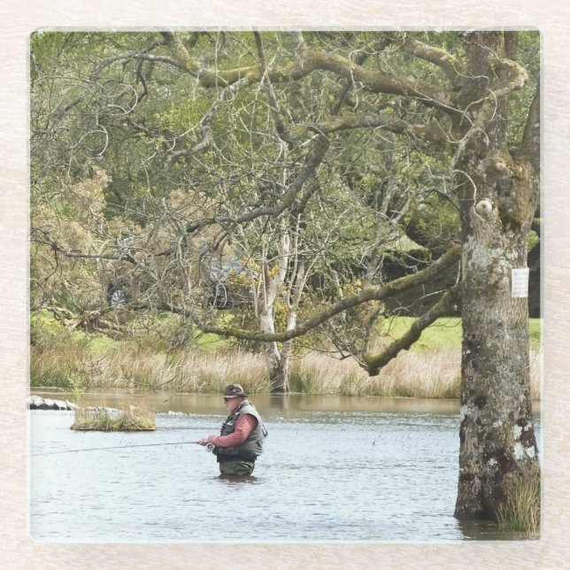 DESSOUS-DE-VERRE EN VERRE PÊCHE EN VOL (Devant)