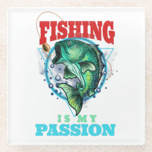Dessous-de-verre En Verre Pêche est ma passion, Retro Angler Bass