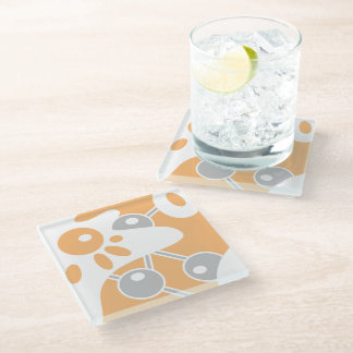 Dessous-de-verre En Verre Pêcher Gris Blanc Moderne Doodle 1