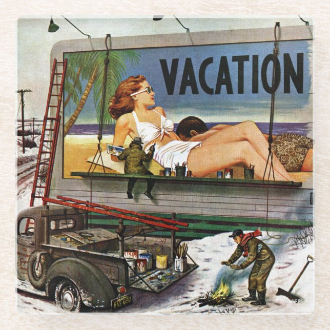 Dessous-de-verre En Verre Peintres de panneau-réclame en hiver par Stevan (Devant)