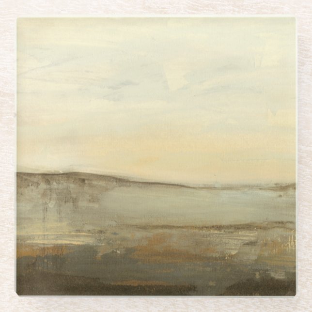 Dessous-de-verre En Verre Peinture à l'huile de paysage moderne Sunset (Devant)