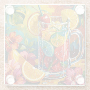 Dessous-de-verre En Verre Peinture à l'huile Impasto de Cocktail Tropical d'
