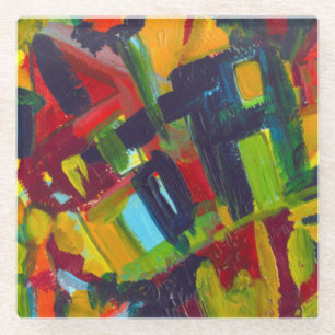 Dessous-de-verre En Verre Peinture abstraite colorée '304' de Kandinsky