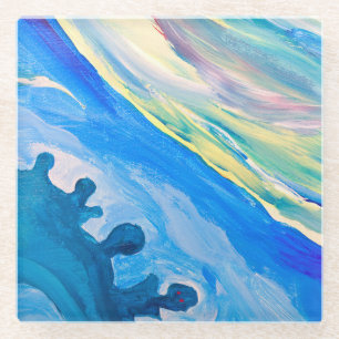 Dessous-de-verre En Verre Peinture acrylique colorée, arrière - plan texturé