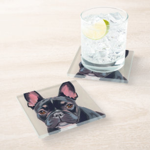Dessous-de-verre En Verre Peinture aquarelle d'animal de compagnie Bouledogu