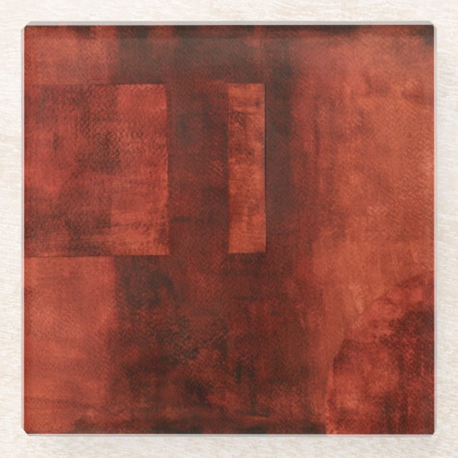 Dessous-de-verre En Verre Peinture cramoisie profonde avec des formes (Devant)