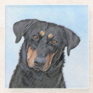 Dessous-de-verre En Verre Peinture de Beauceron - Cute Original Chien Art