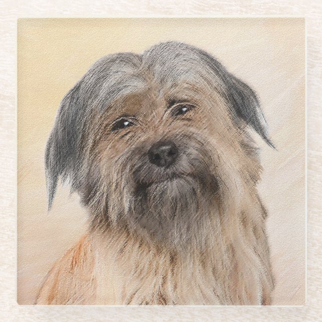 Dessous-de-verre En Verre Peinture de berger pyrénéenne - Cute Original Chie (Devant)