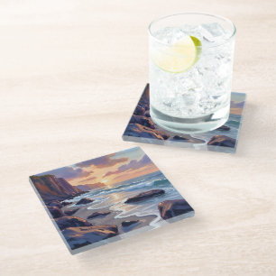 Dessous-de-verre En Verre Peinture de Big Sur, côte de Californie