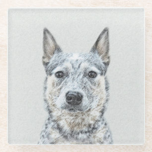 Dessous-de-verre En Verre Peinture de chien de bétail australien - Beau art