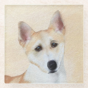 Dessous-de-verre En Verre Peinture de chien de Canaan - jolie art original d