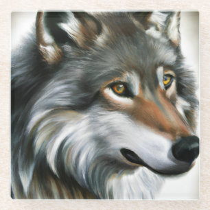 Dessous-de-verre En Verre Peinture de loup