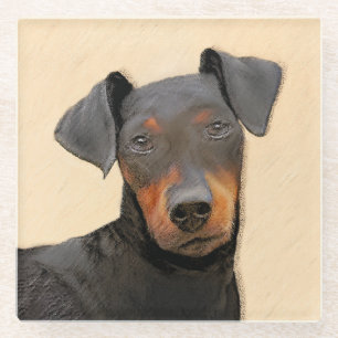 Dessous-de-verre En Verre Peinture de Manchester Terrier Art Animalier Origi
