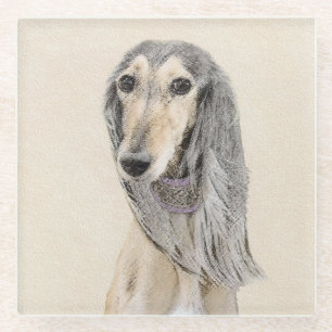 Dessous-de-verre En Verre Peinture de Saluki (Faune) - Cute Original Chien A