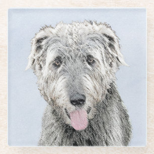 Dessous-de-verre En Verre Peinture de Wolfhound irlandais - Joli art origina