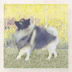 Dessous-de-verre En Verre Peinture en teint de Keeshond - jolie art original