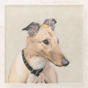 Dessous-de-verre En Verre Peinture Greyhound - Cute Original Chien Art