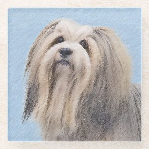 Dessous-de-verre En Verre Peinture Havanaise (Argent) - Cute Original Chien 