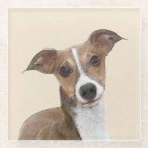 Dessous-de-verre En Verre Peinture italienne Greyhound - Cute Original Chien