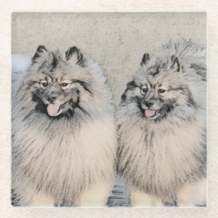 Dessous-de-verre En Verre Peinture Keeshond Brothers - Art Chien original