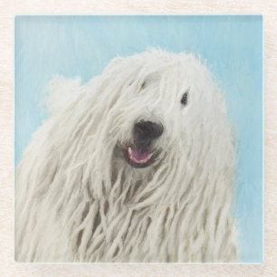 Dessous-de-verre En Verre Peinture Komondor - Cute Original Chien Art