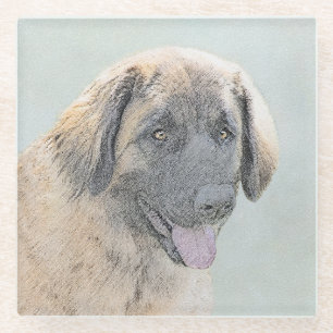 Dessous-de-verre En Verre Peinture Leonberger - Joli art original chien