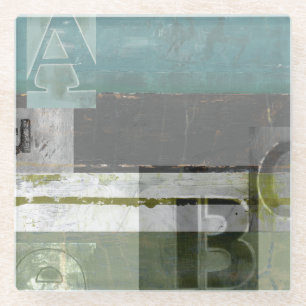 Dessous-de-verre En Verre Peinture moderne avec les lettres assorties