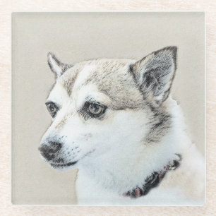 Dessous-de-verre En Verre Peinture norvégienne Lundehund - Art original chie