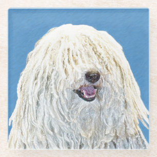 Dessous-de-verre En Verre Peinture Puli - Cute Original Chien Art