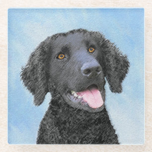 Dessous-de-verre En Verre Peinture Retriever recouverte de boue - Art Chien