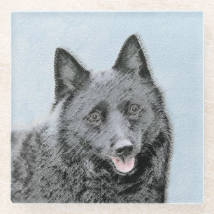 Dessous-de-verre En Verre Peinture Schipperke - Cute Original Chien Art