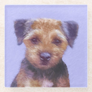 Dessous-de-verre En Verre Peinture sur la frontière de Terrier - jolie art o